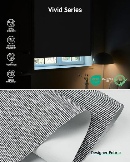 Yoolax Motorized Blinds with Remote, Smart Blinds for Windows Blackout Automatic Shades Compatible with Alexa Remote Control Roller Window Shades with Valance, Custom Size (V-Basalt Stripe)