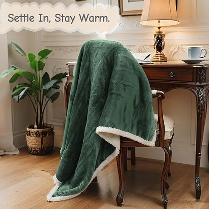 Electric Heated Blanket Queen Size 84"x90", Soft Flannel with Dual Controllers & Overheat Protection, 9 Adjustable Heat Settings & 10-Hour Auto-Off Timer, Fast Heating for Winter Comfort, Dark Green