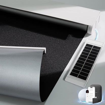 Motorized Blinds with Remote, Smart Blinds with Solar Panel, Thermal Blackout Electric Blinds, Automatic Blinds for Windows Compatible with Alexa, Black-34 x72