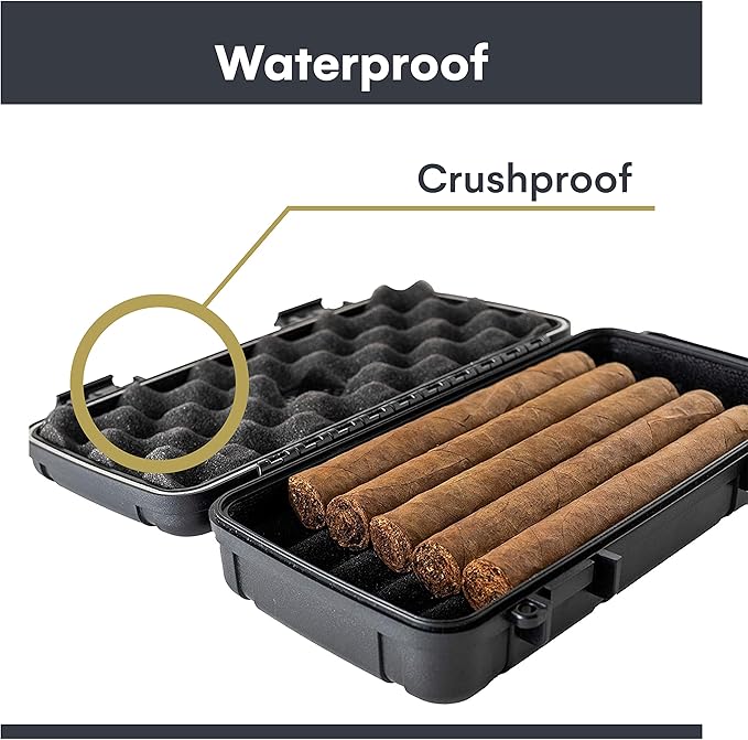 Pardo Cigar Travel Humidor Cigar Box - Airtight, Waterproof, Portable Humidor Case with Built-in Humidifier Disc, Durable Storage for up to 5 Cigars - Compact Cigars Travel Case