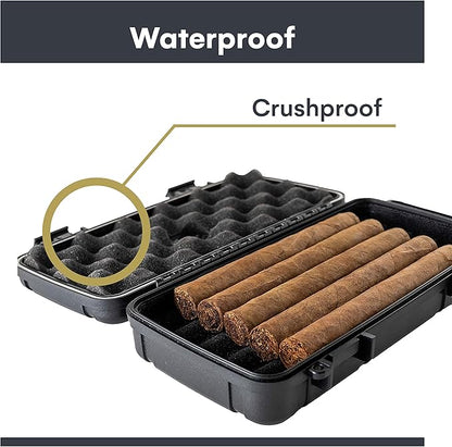 Pardo Cigar Travel Humidor Cigar Box - Airtight, Waterproof, Portable Humidor Case with Built-in Humidifier Disc, Durable Storage for up to 5 Cigars - Compact Cigars Travel Case