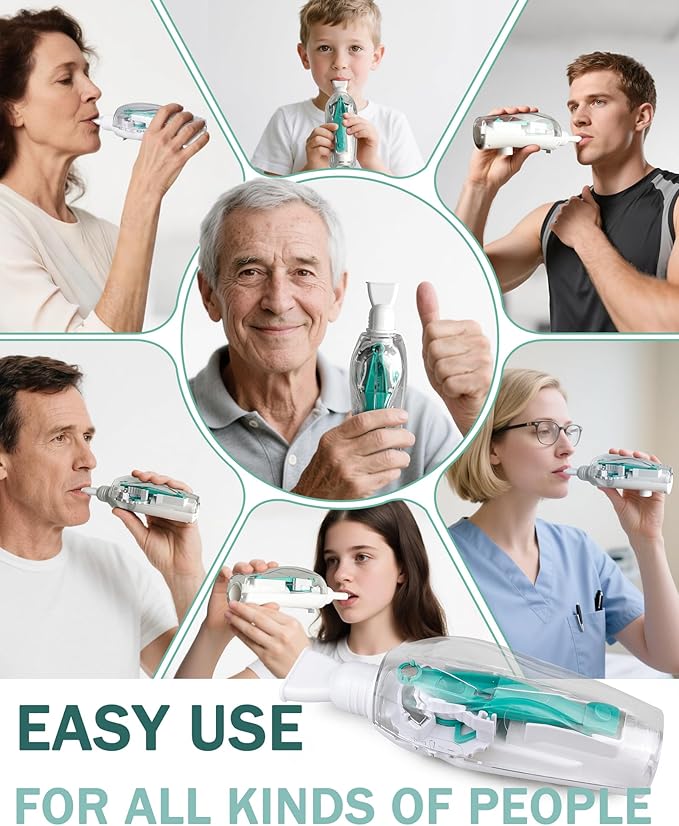 Breathing Exercise Device for Lungs - Flutter Valve Mucus Removal Device - Breath Trainer Green