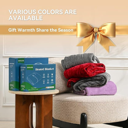 Heated Blanket Electric Blanket Twin 62"x84" Heating Blanket with 9 Heating Levels 10 Timer Modes Auto Off Fast Heating Overheat Protection ETL Certification Machine Washable Gift