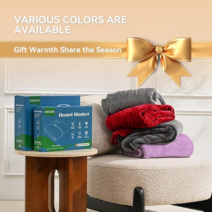 Heated Blanket Electric Blanket Full 72"x84" Heating Blanket with 9 Heating Levels 10 Timer Modes Auto-Off Fast Heating Overheat Protection ETL Certified Machine Washable Gift