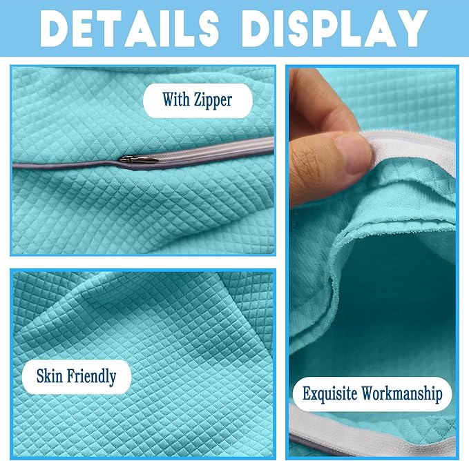 xcivi Pillowcase for Contour Memory Foam Side Sleeper Support Pillow, Pillowcase for Knee Pillow, Pillow Cases for Side Sleeper Pillow, Pillow Cover (Blue)