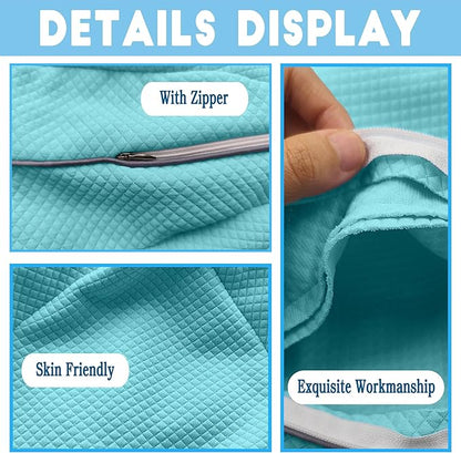 xcivi Pillowcase for Contour Memory Foam Side Sleeper Support Pillow, Pillowcase for Knee Pillow, Pillow Cases for Side Sleeper Pillow, Pillow Cover (Blue)