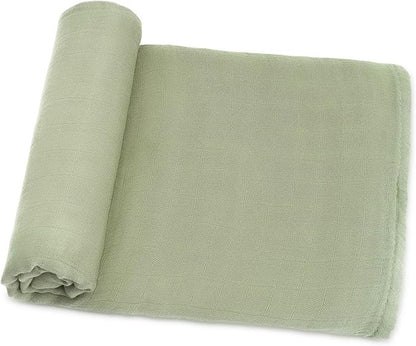 Comfy Cubs Muslin Swaddle Blankets Pack of 1, 47 x 47 Inch Soft Cotton Baby Blanket Set, Large Multipurpose Wraps for Newborns - Self-Soothing Swaddles for Newborns - Sage