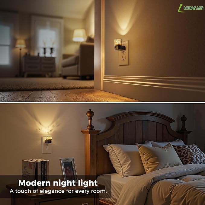 L LOHAS LED Night Light, Night Lights Plug into Wall, 3000K Soft Light LED NightLights, Built in Dusk to Dawn Sensor Bubble Wall light for Hallway, Bathroom, Rooms