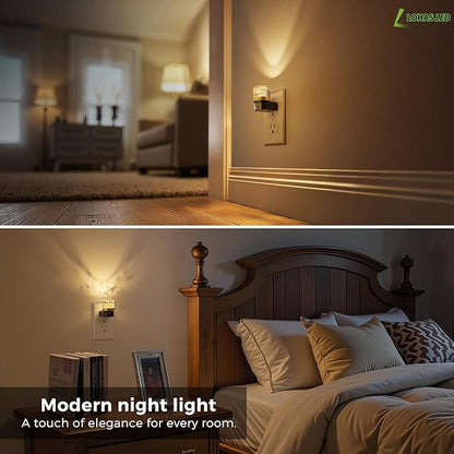 L LOHAS LED Night Light, Night Lights Plug into Wall, 3000K Soft Light LED NightLights, Built in Dusk to Dawn Sensor Bubble Wall light for Hallway, Bathroom, Rooms