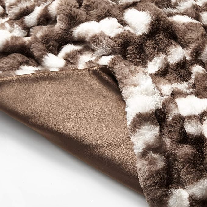 YnM Fluffy Faux Fur Weighted Blanket (Coffee, 50''x60'' 10lbs) Luxury & Fuzzy Weighted Blanket Throw