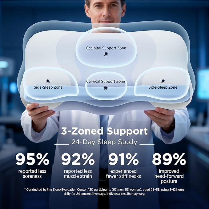 Bedsure Cervical Neck Pillow - Ergonomic Pillows for Deep Sleep, Memory Foam Pillows for Side & Back Sleepers, Orthopedic Cervical Pillow Shape Gently Cradles Head & Neck Support, Shoulder Pain Relief