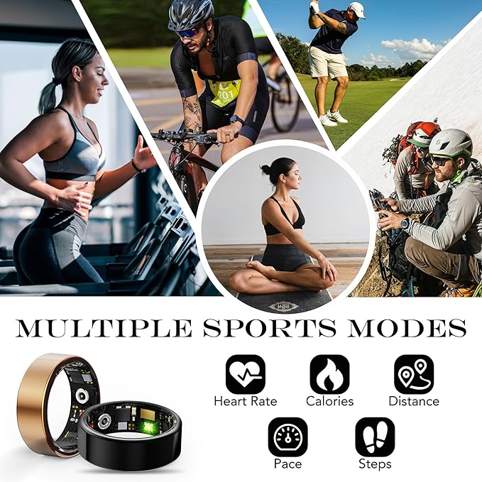 Smart Health Ring for Women Men Fitness Tracker with Heart Rate, Blood Oxygen, Blood Pressure, Sleep Monitoring, Step Counting, IP68 Waterproof for iOS and Android, No APP Fee, Silver 13