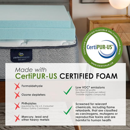 Serta ThermaGel Cooling, Pressure-Relieving Memory Foam Mattress Topper, 3 Inch, California King