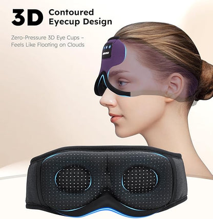 Ice Silk Sleep Mask with Headphones, Sleep Headphones for Side Sleeper with 3D Cups, Bluetooth 5.4 Sleeping Eye Mask, Total Blackout Sleeping Headphones for Women Men(Purple)