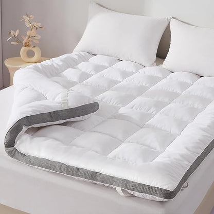SAPHREAS 3 Inch Memory Foam Mattress Topper King Size, Extra Soft Pillow Top Mattress Pad with Breathable Air Mesh Sides, Fluffy Shredded Foam Filled, Back Pain Relief
