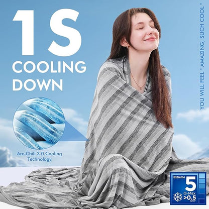 Marchpower Cooling Blanket for Hot Sleepers King Size, Double Sided Arc-Chill Cooling Fabric Q-Max>0.5, Cooling Blanekt for Hot Flashes and Night Sweats, Cool Blanekt Cold Blanket for Summer Grey