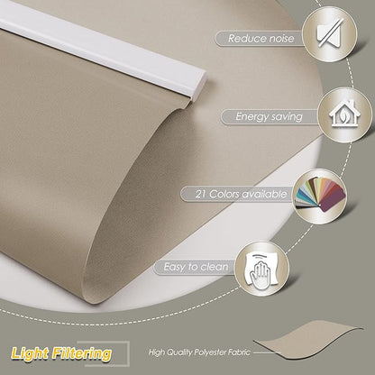 Allesin Motorized Roller Shade Compatible with Alexa for Window, 70% Blackout Smart Shades Cordless with Remote Control, Electric Automated Blinds for Window, Customized Size, Dry Battery(Grey Beige)