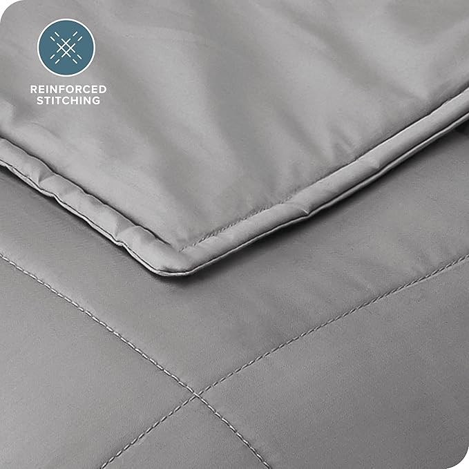 Bare Home Weighted Blanket All-Natural 100% Cotton with Nontoxic Glass Beads 80"x87" 25lbs, Light Grey