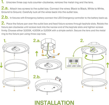 ASD LED 16" Round Flush Mount Lighting, Close to Ceiling Light Fixture | 3CCT, Dimmable, Energy Star, ETL Listed | 24W 1854LM 3000-5000K 120V | Low Profile Double Ring Lamp | Nickel, 4 Pack