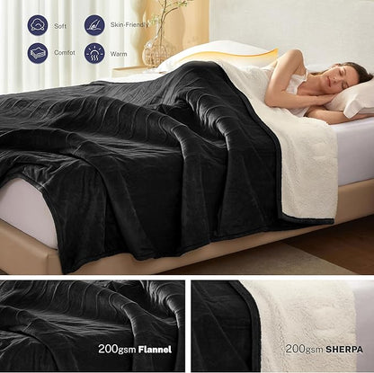 Electric Blanket Full 72"x84" Heated Electric Blankets 10 Heating Levels 12 Time Settings 8 Hours Auto Off Fast Heating and Overheat Protection ETL Certified Machine Washable,Black