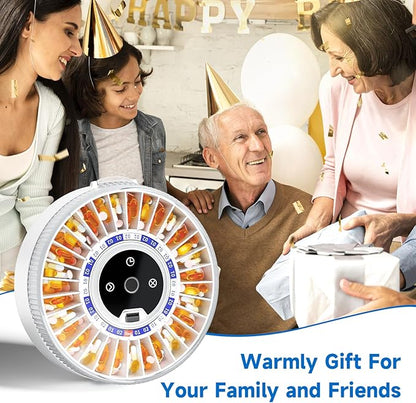Zoksi Premium 31-Slot Automatic Pill Dispenser with Fingerprint & Key Lock, Smart Medication Organizer with Alarm & Light, Electronic Pill Organizer for Elderly & Forgetfulness