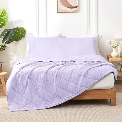 Cozy Bliss Cooling Blanket for Hot Sleepers King Size, Q-Max 0.45 Cooling Comfort, Cold Blankets for Night Sweats Sleeping, Ultra-Cool Lightweight Breathable Summer Blanket for Bed, Purple 108"x90"