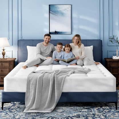 ELEMUSE Full Size Dual Layer 3 Inch Memory Foam Mattress Topper for Pressure Relief, Breathable Pillow Top Mattress Pad with Deep Pocket, Enhanced Support, Non-Slip Design & Removable & Washable