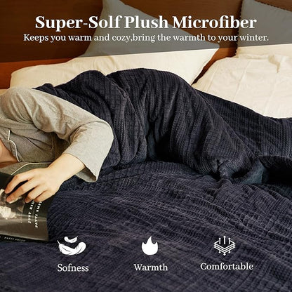Electric Blanket Queen Size 84''X90'' - Heated Blanket with Dual Control Fast Heating 10 Heating Levels & 10 Hours Auto Off,ETL Certified Machine Washable (Black)