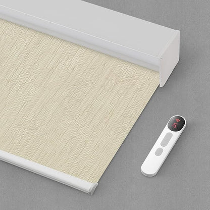 Bringnox Motorized Blinds with Remote,100% Blackout Smart Roller Blinds Compatible with Apple Homekit Google Home and Alexa Via HUB,and Customized (Safari Cream-04)