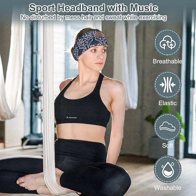 2-Pack Sleeping Headphones, Upgraded Bluetooth Headband with Ultra-Thin Speakers, Wireless for Side Sleepers, Running, Travel, Meditation