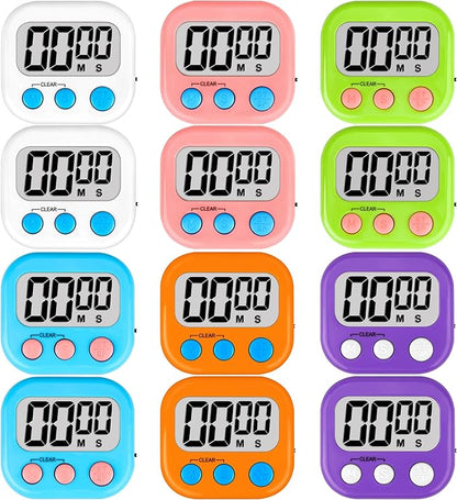 ZILLEEN Classroom Timers for Kids Classroom Magnetic Digital Kitchen Timers for Cooking Teachers Gym Game 12 pcs