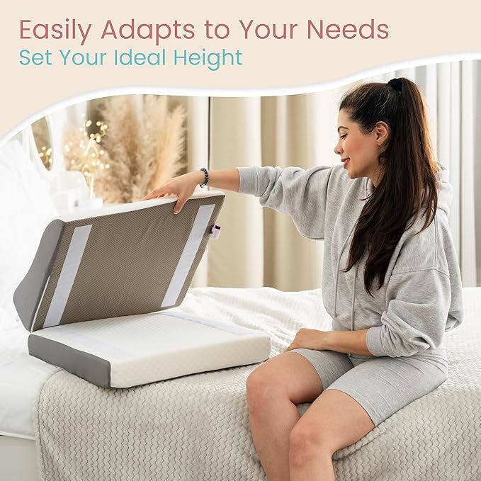Zomaple Leg Elevation Pillow, Square, White – Reduce Swelling & Improve Circulation – Adjustable 40° Incline, Memory Foam, & Washable Cover – Leg Elevating Pillow for Post-Surgery Knee & Ankle Relief