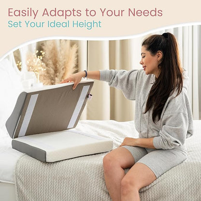 Zomaple Leg Elevation Pillow, Square, White – Reduce Swelling & Improve Circulation – Adjustable 40° Incline, Memory Foam, & Washable Cover – Leg Elevating Pillow for Post-Surgery Knee & Ankle Relief