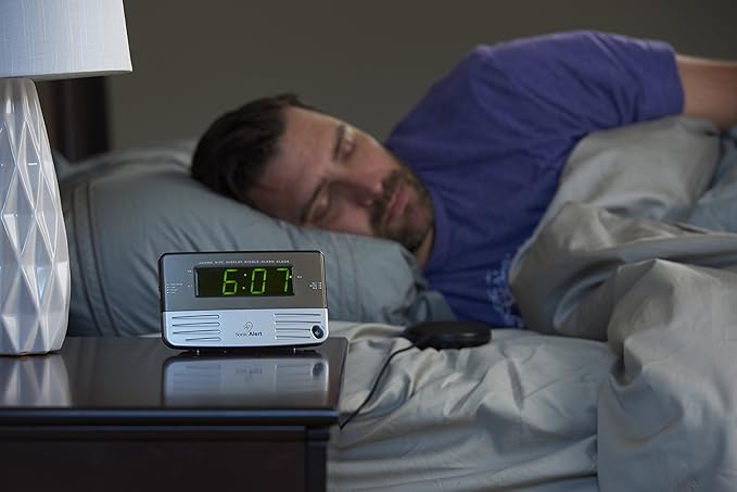 Sonic Alert Large Digital Clock, Loud Alarm Clock for Heavy Sleepers with Snooze, Full Range Brightness Dimmer, Outlet Powered Digital Clocks for Bedroom, Desk, Bedside, Shelf (gray) Silver