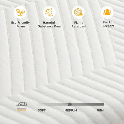 ESHINE Adjustable Bed Frame with Mattress + 12 Inch Gel Memory Foam Mattress(Medium-Soft), Bluetooth APP Control, Wireless Remote, Zero Gravity, Anti Snore, Head and Foot Incline, Queen, 2000 Series