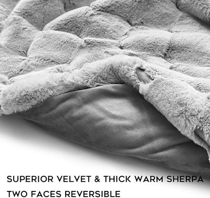 YnM Fluffy Weighted Blanket (Light Grey, 50''x60'' 10lbs) Luxury & Fuzzy Faux Fur Weighted Blanket Throw, Cosy & Relaxing Blanket, Home Decor Piece