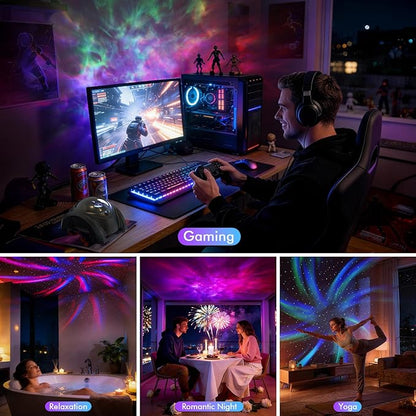 Rossetta Dual Lens Galaxy Projector, 58 Light Effects Star Projector for Bedroom, Night Light Projector with White Noise & Bluetooth Speaker, Remote Timer, Easter Room Decor Gifts for Kids Adult Teen