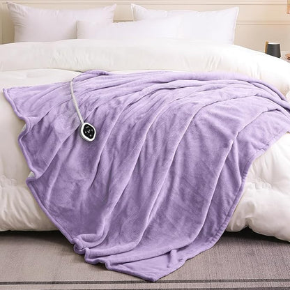 HOMLYNS LuxeHeat Heated Blanket Electric Blanket Full Size, Soft Flannel Sherpa Heating Blanket with 10 Heat Settings, 1-10 hrs Timer Auto Shut Off (72x84 inches, Purple)