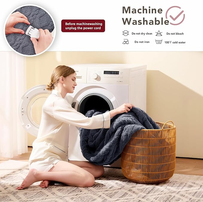 Heated Electric Blanket Queen Size-84"x90" Heating Blanket with 10 Heating Levels & 5 Time Settings Over-Heat Protection,Winter Warmer for Adults with ETL Certification（Grey）