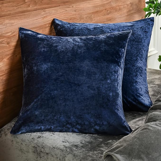 PHF Truly Velvet Throw Pillow Covers, 24"x24", No Insert, 2 Pack Color Gradient Cushion Covers, Ultra Soft Cozy Square Covers Shell for Home Decorative, No Shedding, No Pilling, Navy Blue