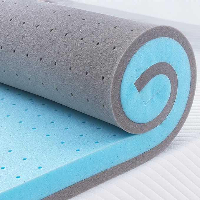 Maxzzz Full Mattress Topper,4 Inch Ventilated Design Memory Foam Queen Mattress Topper,Cooling Gel Infused Swirl Foam Pad for Pressure Relief Back Pain, CertiPUR-US Certified
