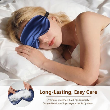 Sleep Mask Silk Eye Mask for Men Sleeping Mask, Adjustable Elastic Strap for Night Shading Sleep Mask, Soft and Comfortable for Both Men and Women (Dark Blue)