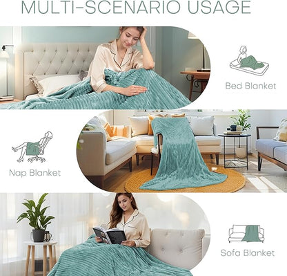 Electric Heated Blanket Queen Size 84"x90" with Cozy Flannel, 6 Heat Settings & 10 Hours Auto Off, Soft & Cozy Warming Throw for Home, Office, or Bed, Machine Washable, Bean Green