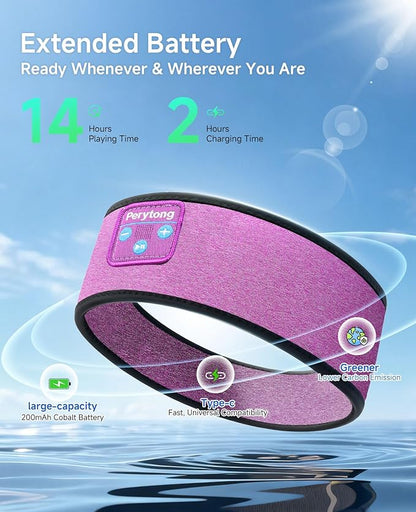 Perytong Sleep Headphones Bluetooth Headband Over On Ear Bluetooth 5.4 Sleeping Earbuds Earphones, Wireless Headphones for Side Sleepers Men Women Sports, Insomnia, Yoga, Air Travel, Meditation