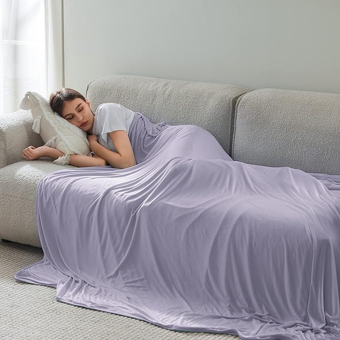 Bedsure Lavender Cooling Blanket Full Size for Hot Sleepers - Summer Blanket Full Size Cold Bed Cool Arc-Chill Thin Ice Cooled Bedding with Rayon Derived from Bamboo Night Sweats Hot Flashes, 80x90
