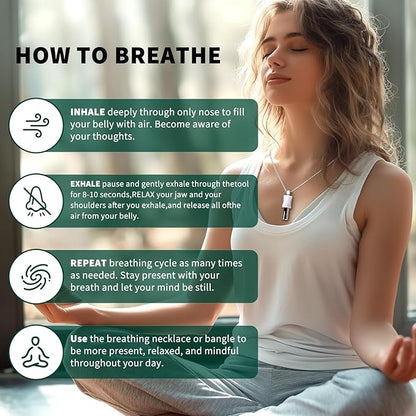 528Hz Breathing Meditation Necklace - Anxiety Relief Whistle, Stress Reduction & Mindfulness Tool for Focus, Calm Breathing - White Whistle