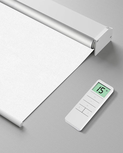 Motorized Roller Shade with Remote Control, Blackout Electric Shade for Windows Compatible with Alexa Google via Hub, Rechargeable Smart Window Blind Customized Size (Pure White)