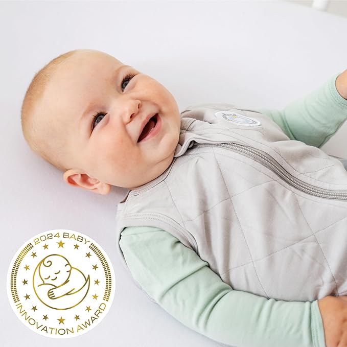 Dreamland Baby Lightweight Bamboo Viscose Sleep Sack (0-6 Months). 1.0 TOG Ultra Soft Blanket w/ 2-Way Zipper. 95% Viscose, 5% Spandex (Grey). Mom-Owned US Business, Premium Materials