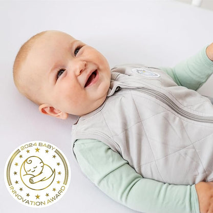 Dreamland Baby Lightweight Viscose Sleep Sack (6-12 months). 1.0 TOG Ultra Soft Blanket w/ 2-Way Zipper. 95% Viscose, 5% Spandex (White with Grey Stars). Mom-Owned US Business, Premium Materials