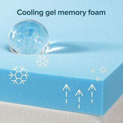 ZINUS 4 Inch Green Tea Cooling Gel Memory Foam Mattress Topper, Smaller, More Convenient WonderBox Packaging, Cooling Gel Foam, Pressure-Relieving Design, CertiPUR-US Certified, King